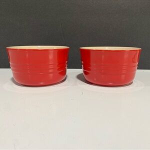 LE CREUSET Stoneware Red Ramekin 8 Oz Set Of 2 Custard Baking Dish